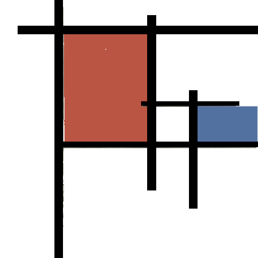 Spreadsheet logo that is a modernist grid of red and blue